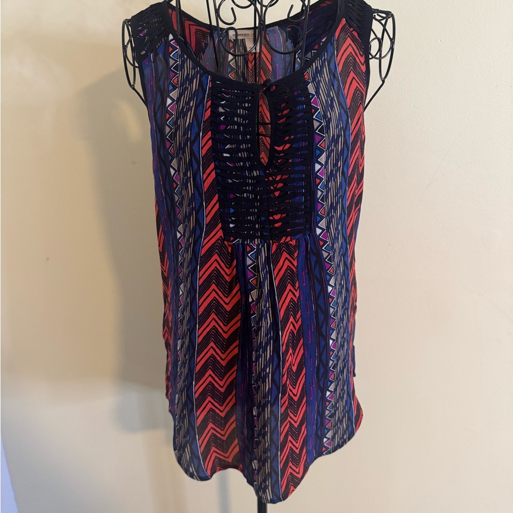 Meadow Rue by Anthropologie Women’s Aztec Silk Sleeveless Blouse Size XS